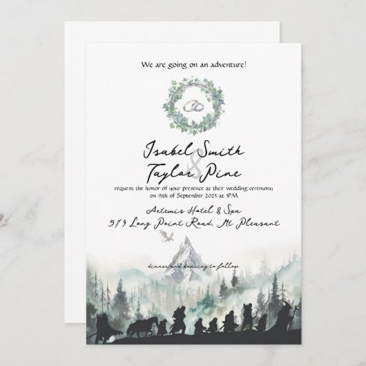Fantasy Elvish Wedding Invitation Kaart (Voorkant / Achterkant)