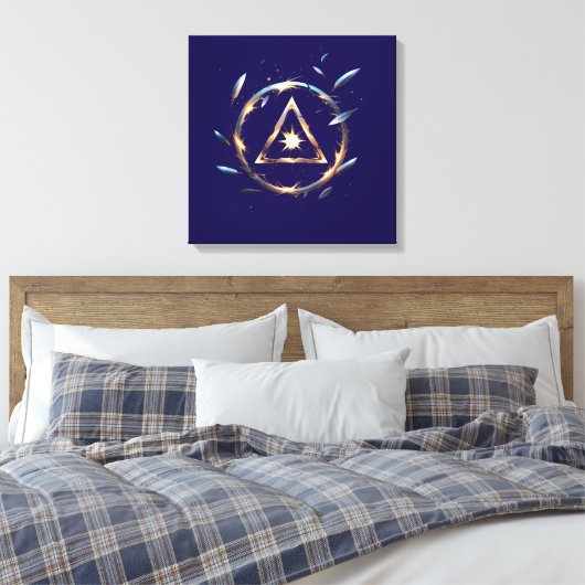 Fantasy Emblem with Floating Blades – Magical Ener Canvas Afdruk (Insitu (Slaapkamer))