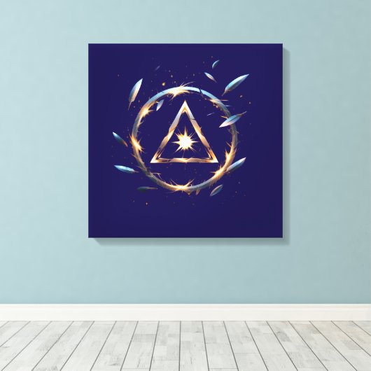 Fantasy Emblem with Floating Blades – Magical Ener Canvas Afdruk (Insitu (Houten vloer))