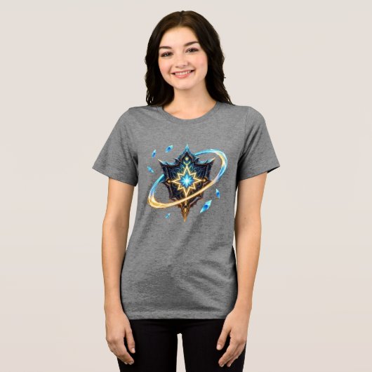 Fantasy Emblem with Floating Blades – Magical Ener Tri-Blend Shirt (Voorkant volledig)