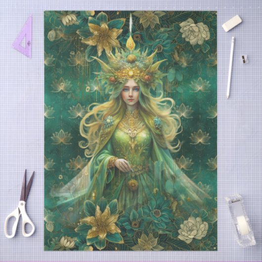 Fantasy Emerald Forest Queen Decoupage Tissuepapier (Craft)