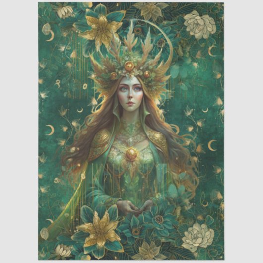 Fantasy Emerald Forest Queen Decoupage Tissuepapier (Voorkant)