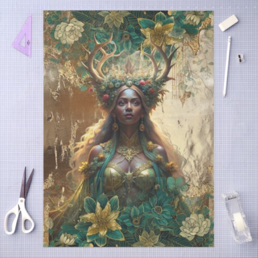 Fantasy Emerald Forest Queen Decoupage Tissuepapier (Craft)