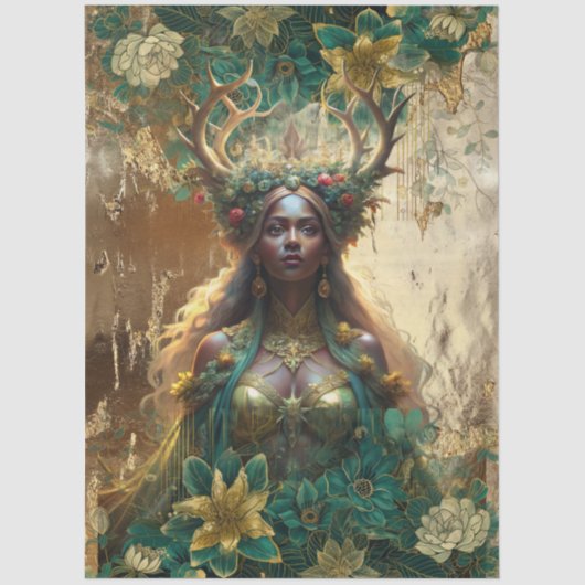 Fantasy Emerald Forest Queen Decoupage Tissuepapier (Voorkant)