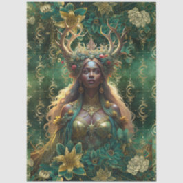Fantasy Emerald Forest Queen Decoupage Tissuepapier