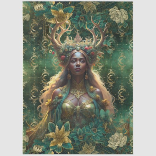 Fantasy Emerald Forest Queen Decoupage Tissuepapier (Voorkant)