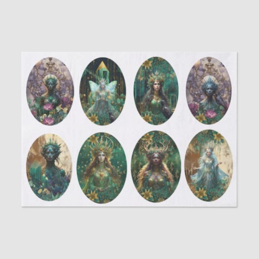 Fantasy Emerald Koninginnen van het Bos Decoupage Tissuepapier (Voorkant)
