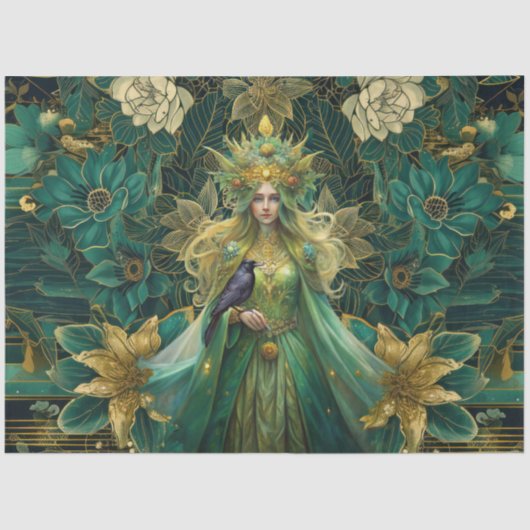 Fantasy Emerald Queens of the Forest Decoupage Tissuepapier (Voorkant)