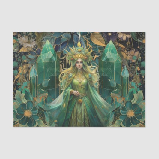 Fantasy Emerald Queens of the Forest Decoupage Tissuepapier (Voorkant)