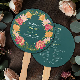 Fantasy Enchanted Floral Garden Huwelijksprogramma Handwaaier