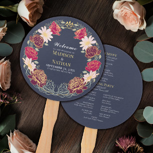 Fantasy Enchanted Floral Garden Huwelijksprogramma Handwaaier