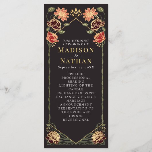 Fantasy Enchanted Floral Garden Huwelijksprogramma Programmakaart (Voorkant)