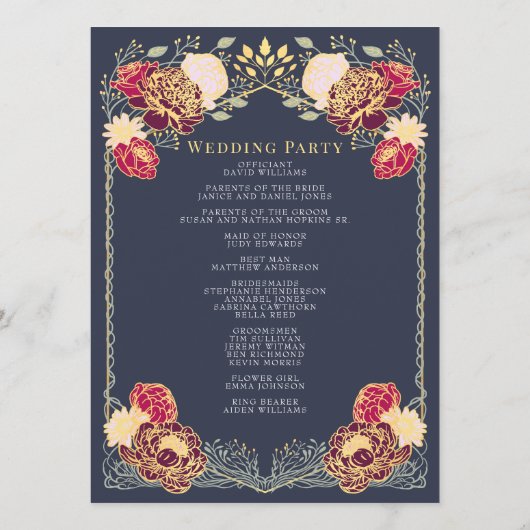 Fantasy Enchanted Floral Garden Huwelijksprogramma Programmakaart (Achterkant)