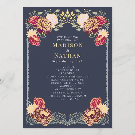 Fantasy Enchanted Floral Garden Huwelijksprogramma Programmakaart (Voorkant)