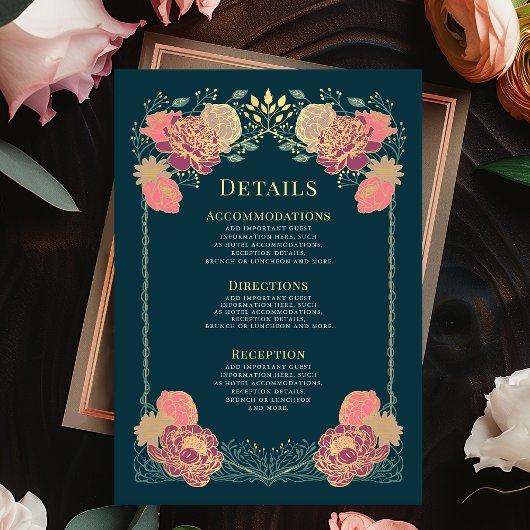 Fantasy Enchanted Floral Garden Wedding Details Informatiekaartje