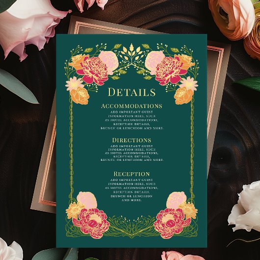 Fantasy Enchanted Floral Garden Wedding Details Informatiekaartje