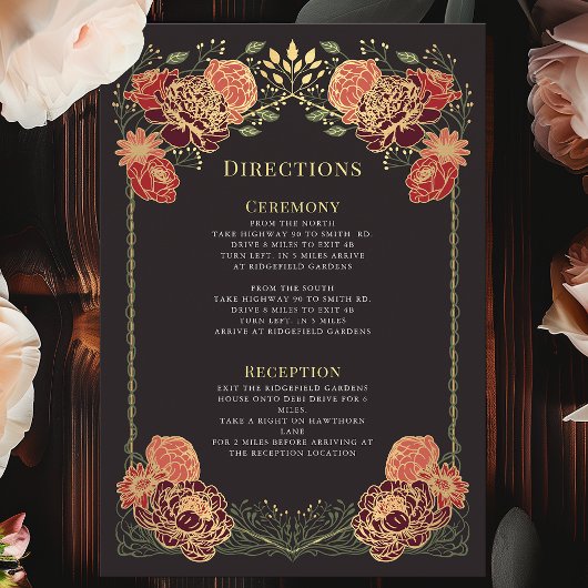 Fantasy Enchanted Floral Garden Wedding Routebesch Informatiekaartje