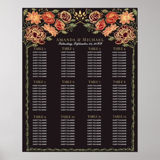 Fantasy Enchanted Floral Wedding Zitting Grafiek Poster (Voorkant)