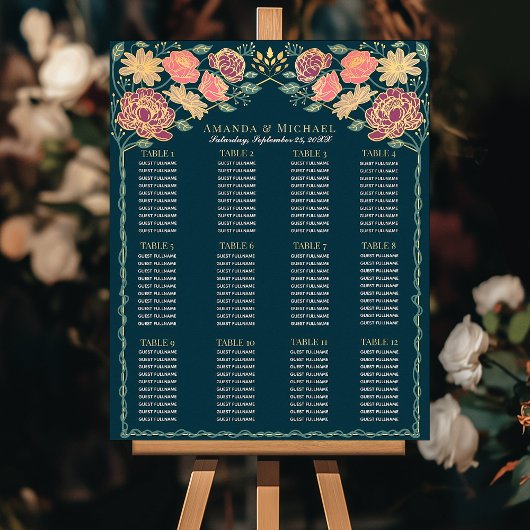 Fantasy Enchanted Floral Wedding Zitting Grafiek Poster