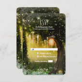 Fantasy Enchanted Green Forest Wedding RSVP (Voorkant / Achterkant)