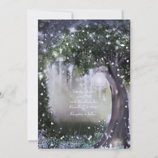 Fantasy Enchanted Lavender Love Forest Wedding Kaart (Achterkant)