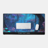Fantasy Enchanted Mushroom Forest Blue Magic Glow Bureaumat (Keyboard & Muis)
