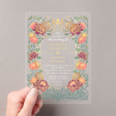 Fantasy Enchanted Pink Purple Floral Wedding Acryl Uitnodigingen (Insitu (Draagbaar))