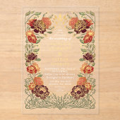 Fantasy Enchanted Red Floral Garden Wedding Acryl Uitnodigingen (Voorkant)