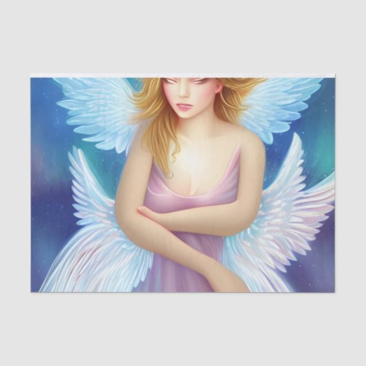 Fantasy-engel roze en blauwe decoupage tissuepapier (Voorkant)