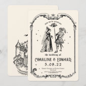 Fantasy Engraving Art Medieval Wedding Kaart (Voorkant / Achterkant)