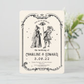 Fantasy Engraving Art Medieval Wedding Kaart (Staand voorkant)