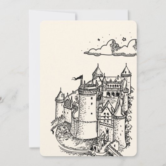 Fantasy Engraving Art Medieval Wedding Kaart (Achterkant)