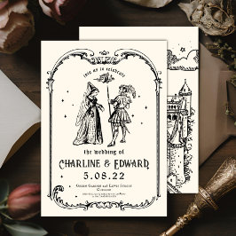 Fantasy Engraving Art Medieval Wedding Kaart