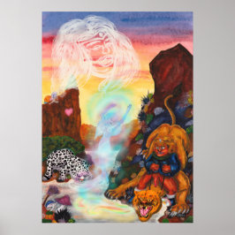 Fantasy Eros Lion Prinses Godin Sneeuw Luipaard Poster