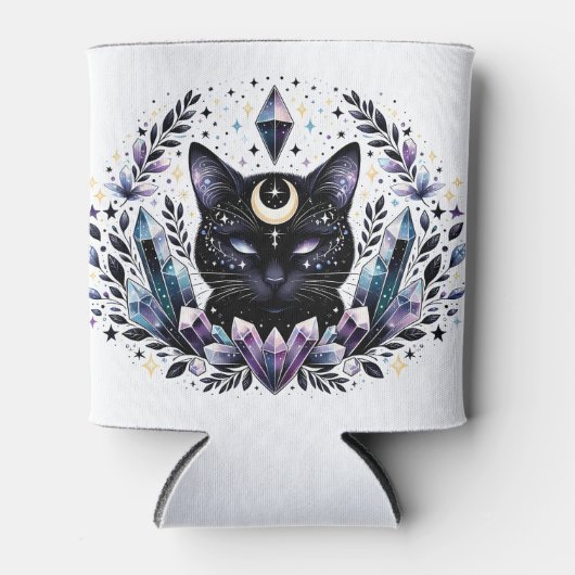 Fantasy Esoteric Crystal Black Cat Blikjeskoeler (Voorkant)