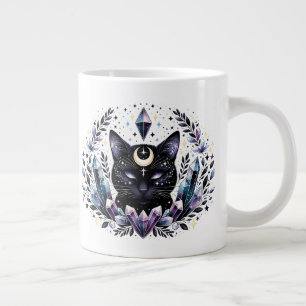 Fantasy Esoteric Crystal Black Cat Grote Koffiekop