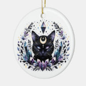 Fantasy Esoteric Crystal Black Cat Keramisch Ornament (Links)