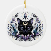 Fantasy Esoteric Crystal Black Cat Keramisch Ornament (Achterkant)