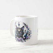 Fantasy Esoteric Crystal Black Cat Koffiemok (Voorkant links)
