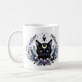 Fantasy Esoteric Crystal Black Cat Koffiemok (Links)