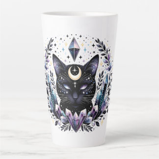Fantasy Esoteric Crystal Black Cat Latte Mok