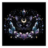 Fantasy Esoteric Crystal Black Cat Perfect Poster (Voorkant)