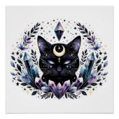 Fantasy Esoteric Crystal Black Cat Perfect Poster (Voorkant)
