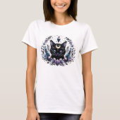 Fantasy Esoteric Crystal Black Cat T-shirt (Voorkant)
