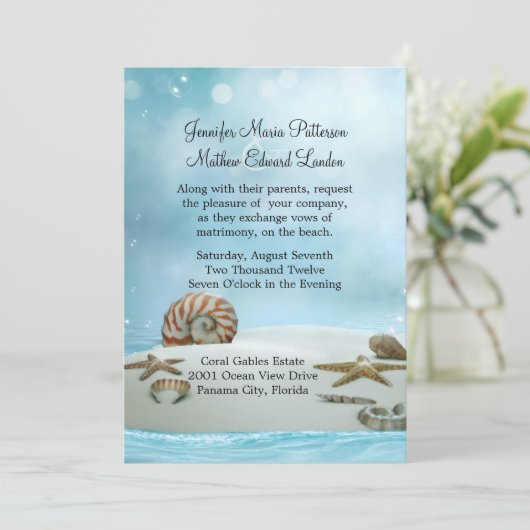 Fantasy Etherische Strand Huwelijksuitnodiging Kaart (Staand voorkant)