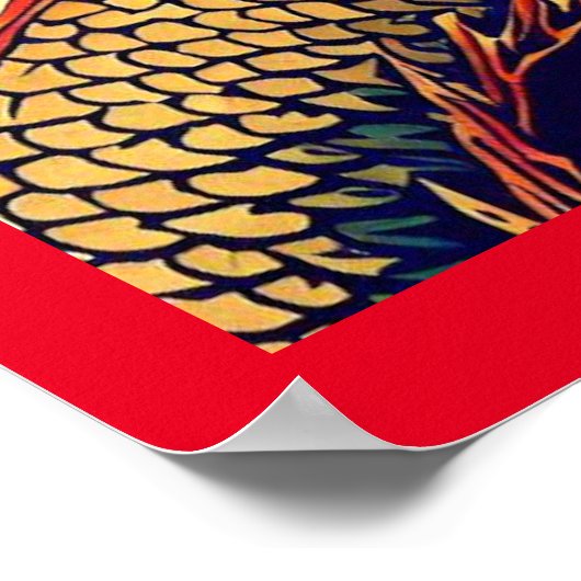 Fantasy Europese draak - houtsnede 1 Poster (Hoek)