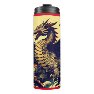 Fantasy Europese draak - houtsnede 1 Thermosbeker
