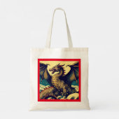 Fantasy Europese draak - houtsnede 1 Tote Bag (Achterkant)