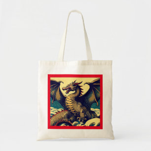 Fantasy Europese draak - houtsnede 1 Tote Bag
