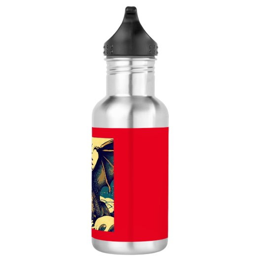 Fantasy Europese draak - houtsnede 1 Waterfles (Rechts)